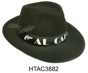 Black Al Capone Hat. Gangster Hat