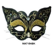 Carnival  Black Gold Cat Mask
